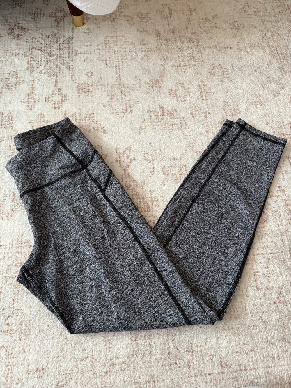 lululemon athletica Gray Heather High-Rise Leggings with Black Trim